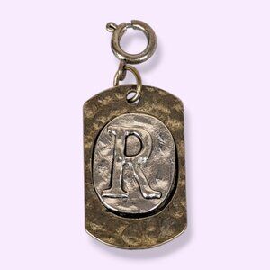 Vintage Letter "R" Two-Tone Metal Clip Charm